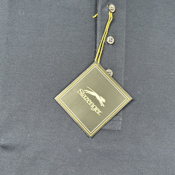 Vintage Slazenger Shirt Mens L Golf Polo Sports Illustrated Navy Blue Y2K Preppy - Picture 2 of 10
